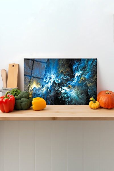 Rosyvien لوح تقطيع زجاجي تجريدي من Blue Chaos، ساق سيليكون، لوح تقطيع للعرض، ...