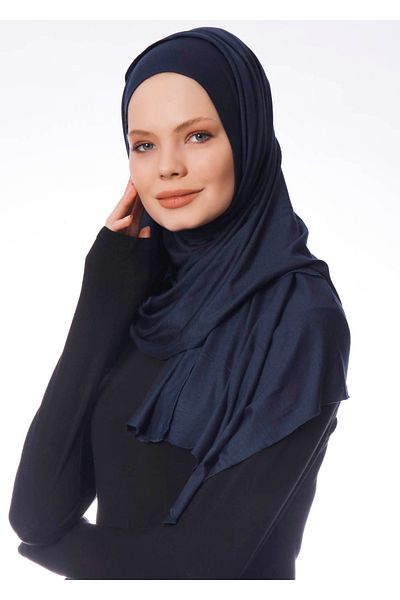 Ecardin Navy Blue Πρακτικό Άνετο Απλό Σάλι Lycra - St 277