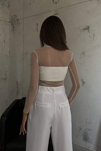 lovebox Bluză din tul cu mânecă lungă - Noul sezon cu detaliu din tul 23W15021