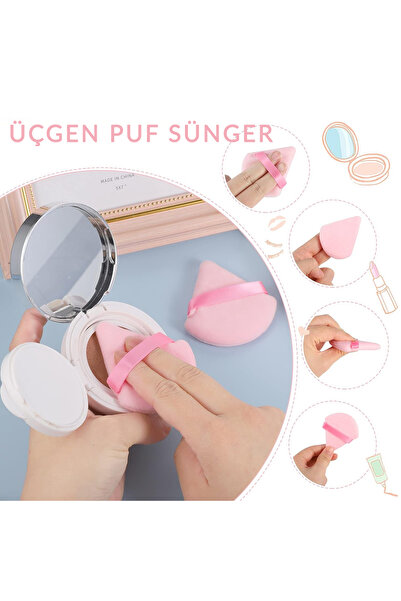 organiflex 3'lü Tutmalı Kadife Premium Makyaj Süngeri (YIKANABİLİR) Pudra Fondöten Bb Krem Uygulama