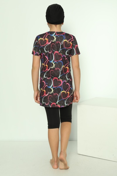 bigiyin Heart Digital Pattern Παιδικό μισό μανίκι μαγιό Micro Water Repellent με καλσόν