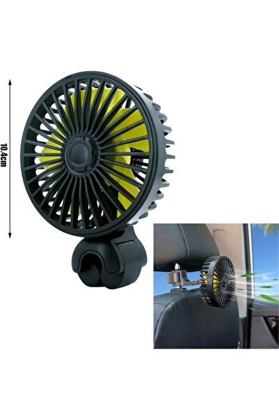 caraks Oto Vantilatör Koltuk Arkası Kafalık Montajlı USB Girişli 10,5cm 12V R...