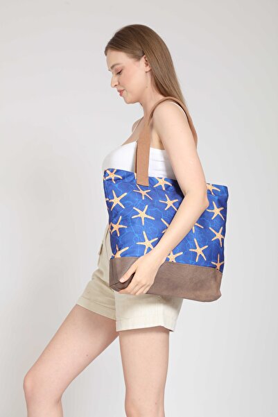 Street Bag Етнічна богемська шкіряна сумка через плече та ручна сумка - з малюнком блакитної морської зірки, для щоденного використання та на пляж