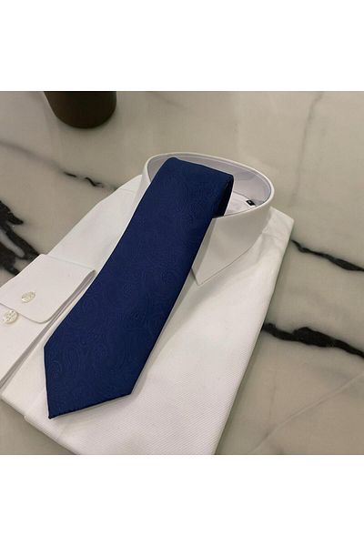 Sarar Shawl Pattern Navy Blue Tie