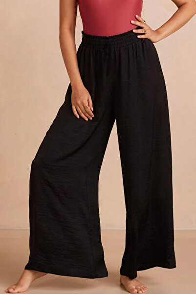 ipek atlas Women's Comfortable Palazzo Trousers with Elastic Waist