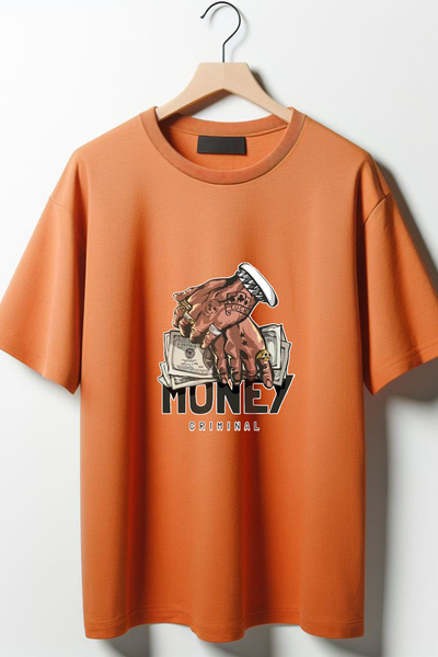 Vordevia Majica Money Criminal Štampano Oversize kroj okrugla kragna