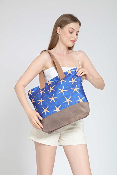 Street Bag Етнічна богемська шкіряна сумка через плече та ручна сумка - з малюнком блакитної морської зірки, для щоденного використання та на пляж