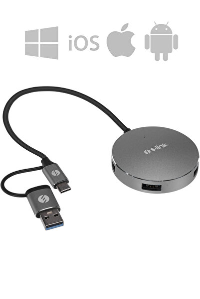 S-LINK SWV-USBC020 4 Port USB3.0 TypeC+USB3.0 Çevirici Metal USB Hub Çevirici...