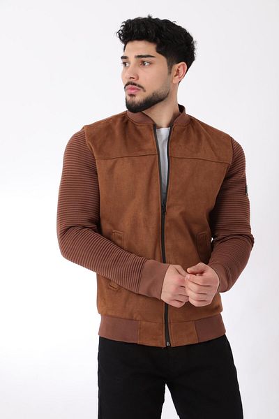 Stilkombin Sleeve Knitwear College Collar Suede Εποχιακό Παλτό PLDP 2977-60285