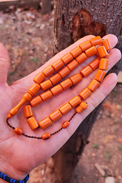 Vip Kehribar 9x12 mm Kesme Alman Fiber Tesbih | Usta İşçilikli Tespih