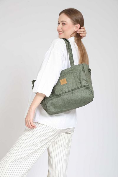 Street Bag Geantă de umăr pentru femei în stil etnic boem - culoare uni kaki