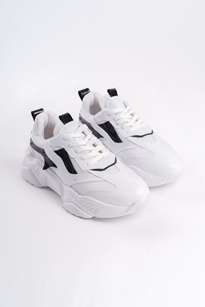 Rainon Store RDSTokyo White Black Leather Laced Orthopedic Sole Women's Sports Shoes