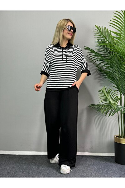 MODAMLABUTİK Shea Striped Hooded Set