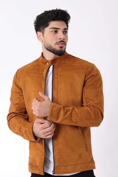 Stilkombin Λεπτομέρεια μανίκι με γιακά σουέντ εποχιακό παλτό BL 1710-60286