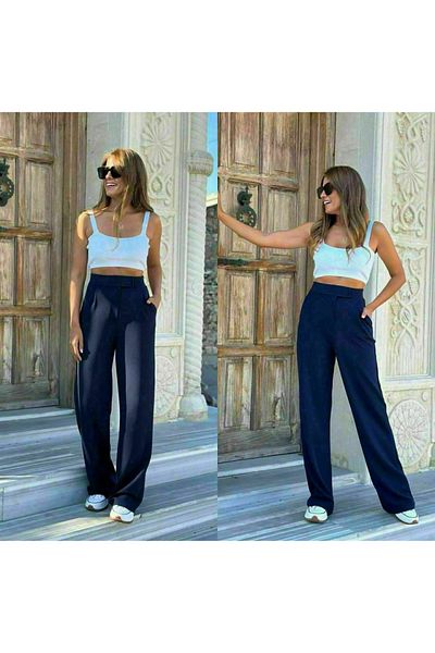 NESLİHAN KOCA WOMEN'S LYCLARY CIRT COVER PALAZZO PANT