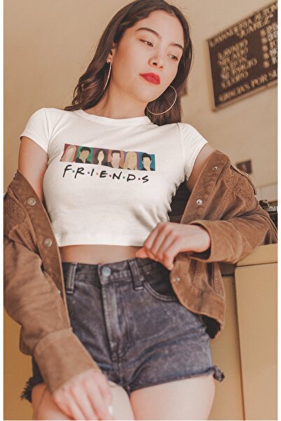 Fuddy Moda Friends Printed Crop Top, Women Friends Series Printed Crop Μπλούζα