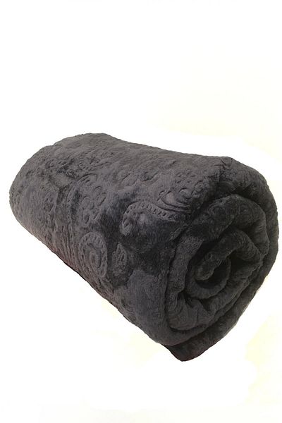 Padişah Floral Patterned Black Double Blanket Nishev-p000078
