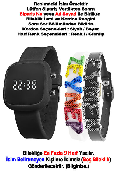 tutkanstore Çocuk Kol Saati Çocuğunuzun İsmine Özel Bileklik Kombin Kare Diji...