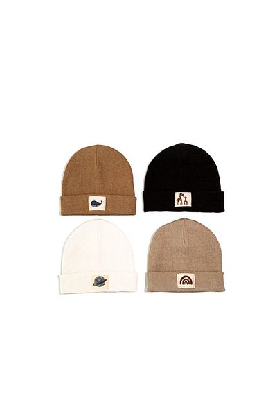 Lisara Rib Beanie Children's Giraffe Pattern