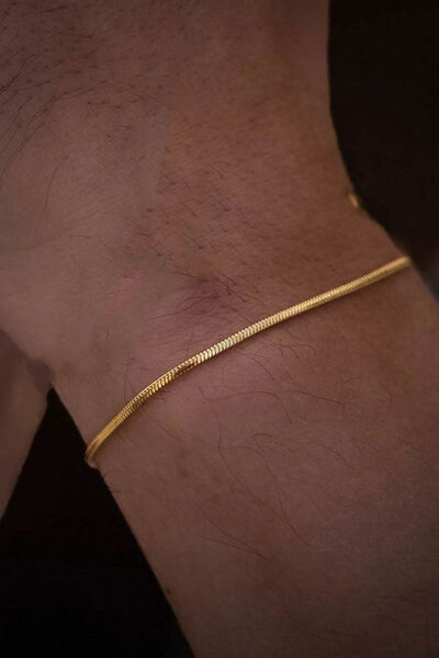 Bluem سوار رجالي إيطالي رفيع من الفولاذ المقاوم للتشويه باللون الأصفر - سلسلة رجالية من الفولاذ المقاوم للتشويه مستوردة