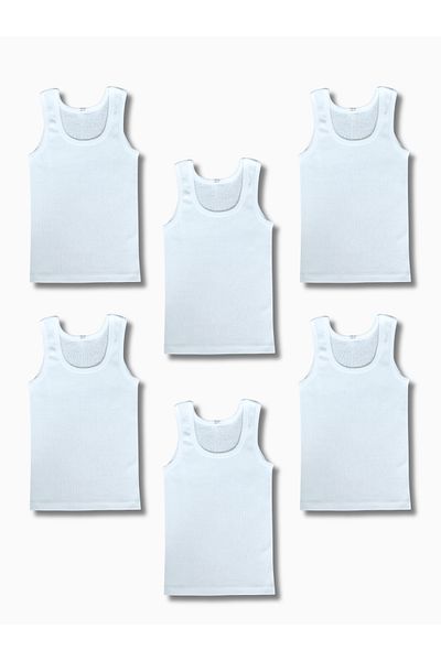 Perakids 100% Cotton Boy's White Undershirt Underwear Set of 6