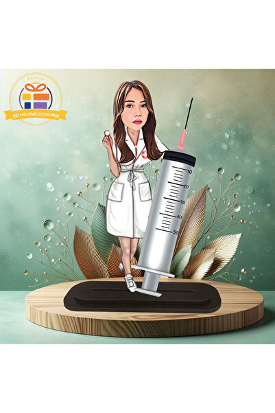 3D Hediye Dünyası Hemşire enjeksiyon iğneli karikatürü biblo hediye  3d masa üstü biblo hediyesi