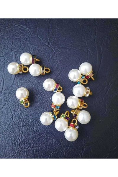 Beyna COLORED CRYSTAL STONE PEARL BUTTON 10 MM 1 PACK 10 PIECES