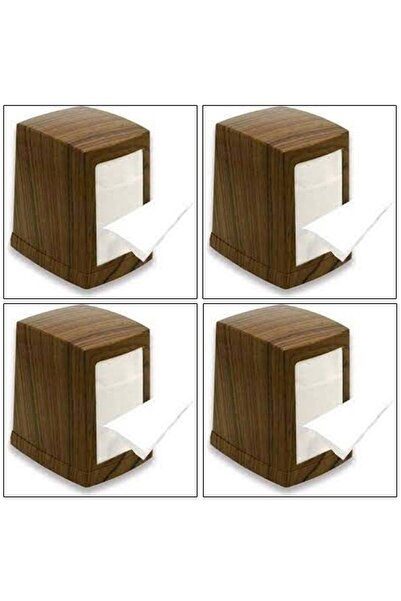 abnturk 4 Adet Ahşap Görünümlü Masaüstü Peçetelik Çift tarafı Yaylı Peçete Di...