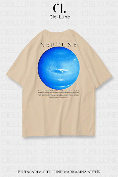 NEVERMIND Unisex Femei Barbati Neptune Printed Design Special Tricou oversize