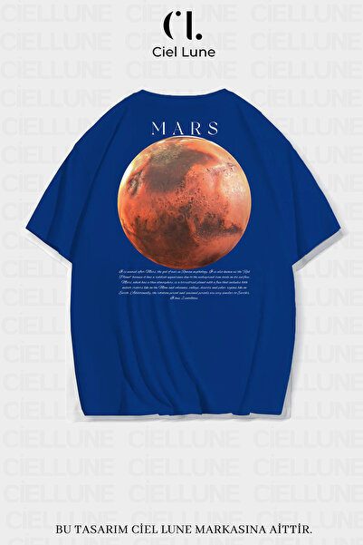 NEVERMIND Унисекс дамска мъжка тениска с принт Mars и специален дизайн