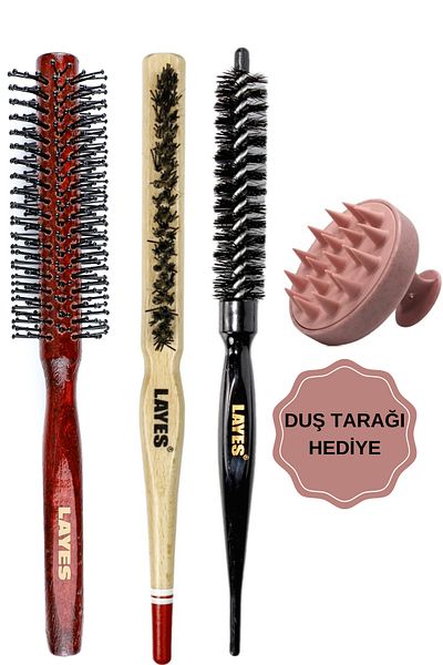 Layes Black Fine Blow Dry Comb - Professional Hair Brush + Bun and Blow Dryer + Pink Shower Comb