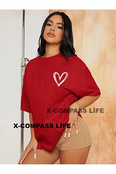 x-compass life FEMEI THSORT CU CUIE LATĂ BUMBAC MINIMAL INIMĂ IMPRIMAT