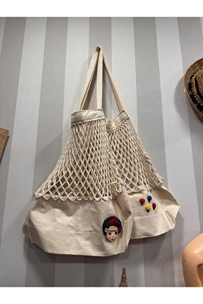 İki Cadı Tasarım Seramik Detaylı Bez Çanta