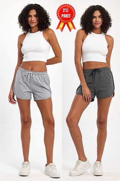 COMEOR Women's Slit Seasonal Premium Fabric Regular Fit String Anthracite-grey Short Mini Shorts