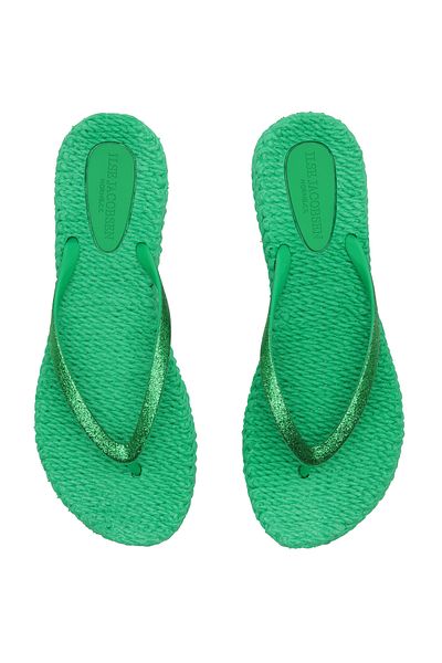 Ilse Jacobsen Fern Green Cheerful01 - Green Silvery Flip Flops