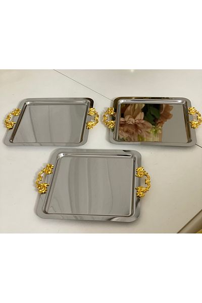 Elzemm store STAINLESS STEEL SQUARE MODEL PRESENT TABLE WITH 6 HANDLES