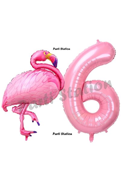 Parti Station Flamingo Balon 6 Yaş Doğum Günü Balon Set Flamingo Konsept Balo...