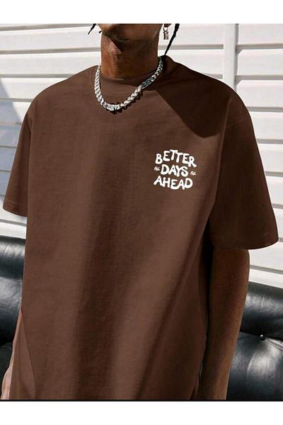 AFROGİYİM Unisex Better Days Ahead Back Τυπωμένο μπλουζάκι oversize