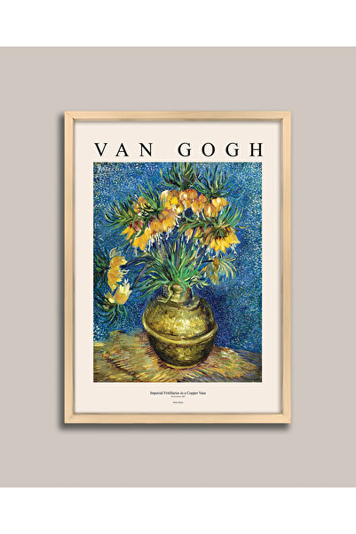 Vetro Design Αφίσα με ξύλινο πλαίσιο - Λουλούδια σε χάλκινο βάζο του Βαν Γκογκ