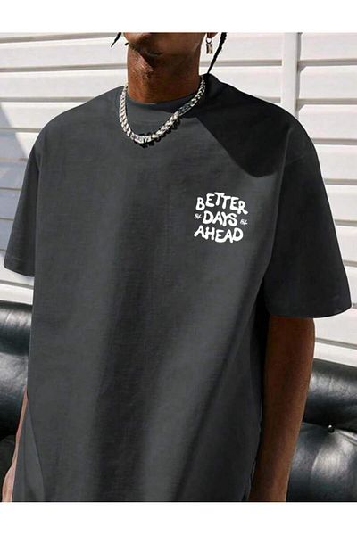 AFROGİYİM Unisex Better Days Ahead Back Τυπωμένο μπλουζάκι oversize
