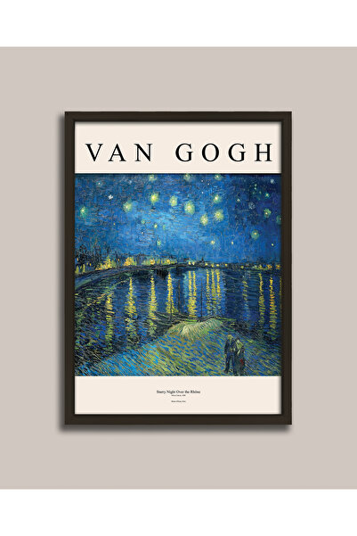 Vetro Design Αφίσα με ξύλινο πλαίσιο - Ένας έναστρος νύχτας στον Ποταμό Ρέν, ...