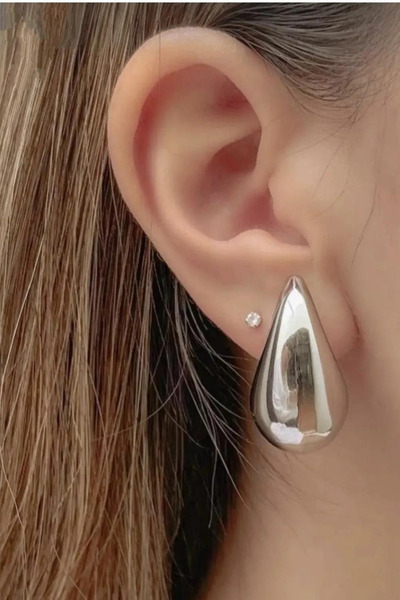 Diloshtrend Design Kadın Küpe Gümüş  Gözyaşı Damla Model küpe