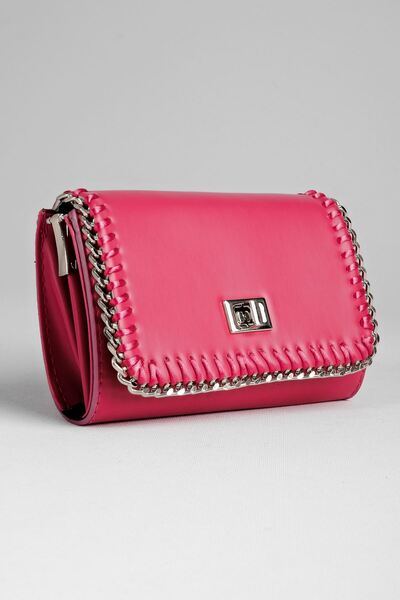 Lal Shoes & Bags Women's Handbag with Chain Detail-Fuchsia