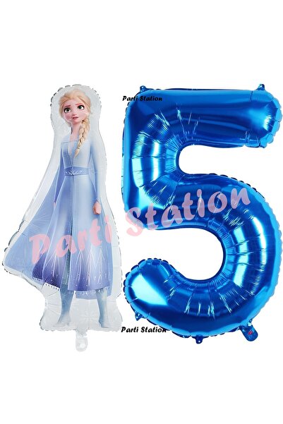Parti Station Elsa Frozen Balon 5 Yaş Doğum Günü Set Frozen Karlar Ülkesi Kon...