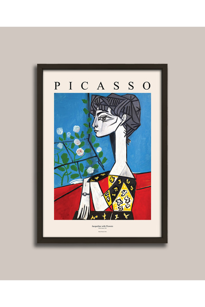 Vetro Design Picasso - Jacqueline’in Çiçekli Portresi Çerçeveli Tablo