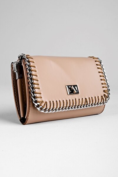 Lal Shoes & Bags Women's Handbag with Chain Detail-Nude