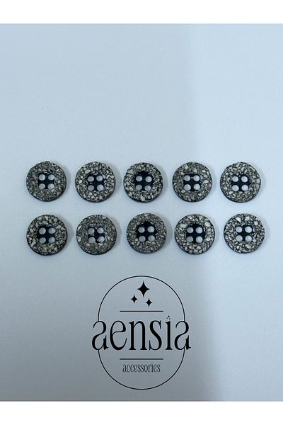 aensia قميص بوليستر مدخن بنمط الحجر الأبيض - زر 1.14 سم، عبوة من 10 أزرار
