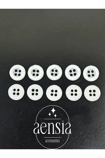 aensia قميص أبيض منقوش بالأحجار - زر 1.14 سم، عبوة من 10 أزرار