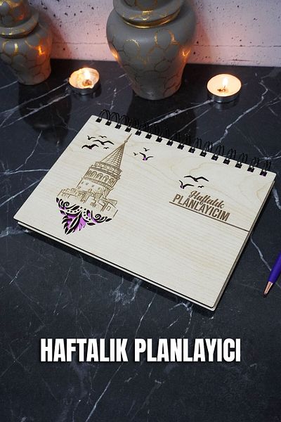 markcat Galata Tower Wooden Plan Notebook - Ανετίμητο Σημειωματάριο Σχεδιασμού - Ατζέντα - Weekly Planner - A5