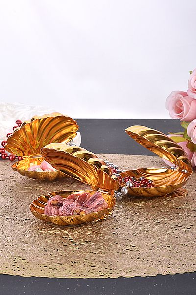 AVMSTORE Gold 6 Pieces Oyster Luxury Delight Bowl Sugar Bowl Coffee Side Presentation Bowl